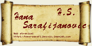 Hana Sarafijanović vizit kartica